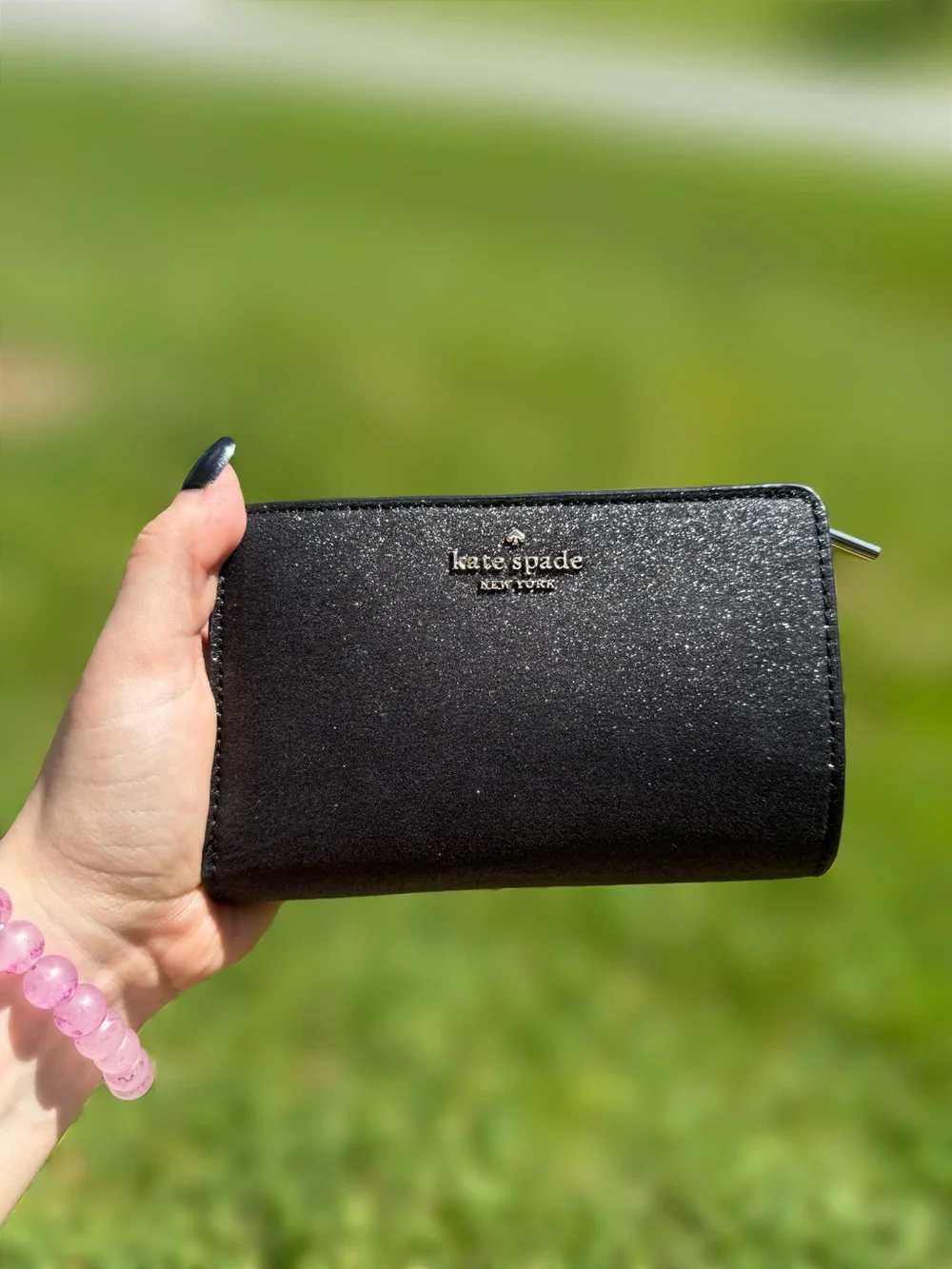 kate spade Black Tinsel Glitter Fabric Satchel and Wallet Set